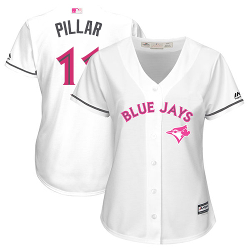 Blue Jays #11 Kevin Pillar White Mother's Day Cool Base Women's Stitched MLB Jersey - Click Image to Close
